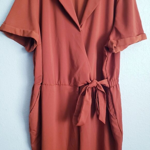 Ava & Viv Rust Short Sleeve Jumpsuit - Picture 4 of 8
